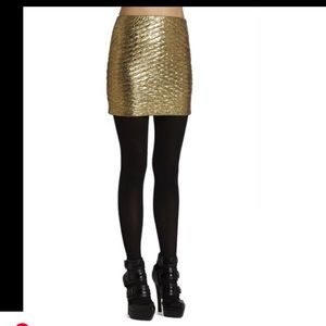 BCBGeneration Gold Metallic Mini Skirt